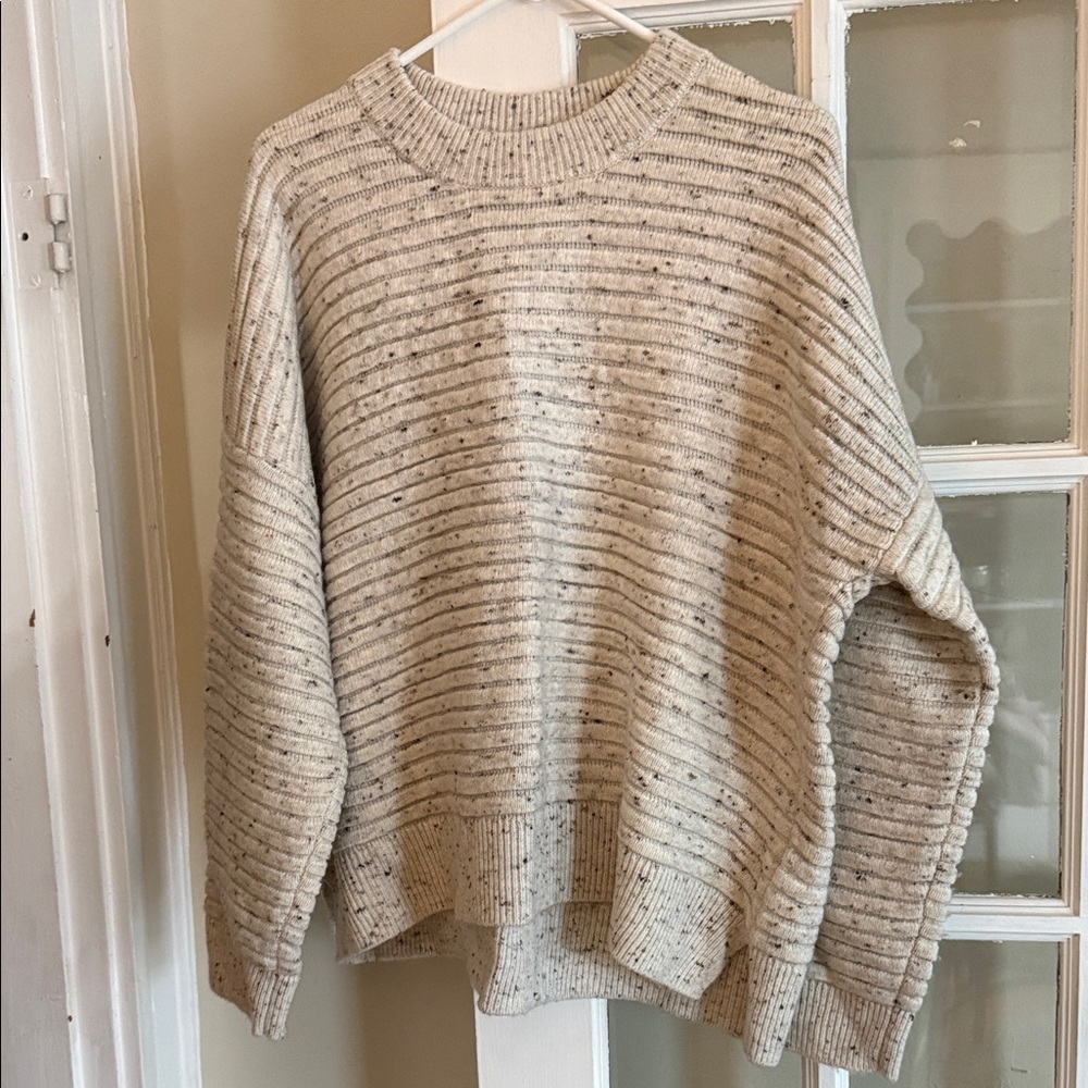 Madewell Cream Ribbed Crew Neck Sweater